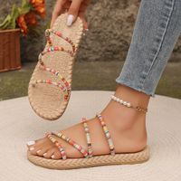 Women's Casual Basic Ethnic Style Multicolor Square Toe Beach Sandals sku image 14