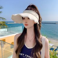 Women's Casual Sweet Solid Color Elastic Band Super Large Brim Topless Hat sku image 2