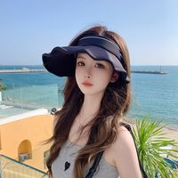 Women's Casual Sweet Solid Color Elastic Band Super Large Brim Topless Hat sku image 1