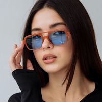 Hip-Hop Cool Style Color Block Ac Square Full Frame Women's Sunglasses main image 3