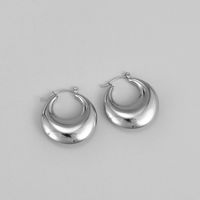 Fashion Round Titanium Steel Hoop Earrings 1 Pair sku image 1