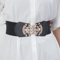 Simple Style Printing Elastic Band Inlay Rhinestones Women's Leather Belts main image 1