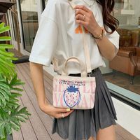 Women's Canvas Letter Cat Strawberry Cute Sewing Thread Open Handbag Crossbody Bag main image 6