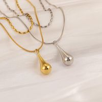 304 Stainless Steel 18K Gold Plated Basic Modern Style Classic Style Plating Geometric Water Droplets Solid Color Pendant Necklace main image 6
