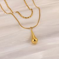 304 Stainless Steel 18K Gold Plated Basic Modern Style Classic Style Plating Geometric Water Droplets Solid Color Pendant Necklace main image 5