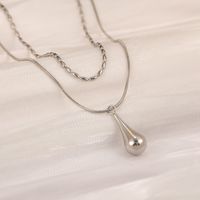 304 Stainless Steel 18K Gold Plated Basic Modern Style Classic Style Plating Geometric Water Droplets Solid Color Pendant Necklace main image 4