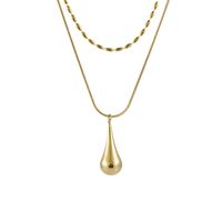 304 Stainless Steel 18K Gold Plated Basic Modern Style Classic Style Plating Geometric Water Droplets Solid Color Pendant Necklace main image 3