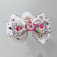 Women's Lady Sweet Korean Style Flower Bow Knot Cloth Bowknot Inlay Rhinestones Hair Claws sku image 3