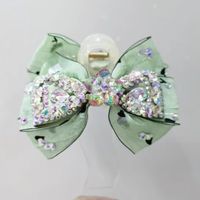 Women's Lady Sweet Korean Style Flower Bow Knot Cloth Bowknot Inlay Rhinestones Hair Claws sku image 1