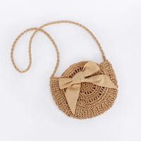 Women's Small Polyester Cotton Straw Bow Knot Vacation Streetwear Zipper Straw Bag sku image 2