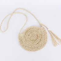 Women's Small Polyester Cotton Straw Bow Knot Vacation Streetwear Zipper Straw Bag sku image 3
