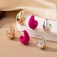 1 Pair Simple Style Water Droplets Plating Alloy Ear Studs main image 1
