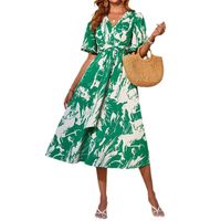 Women's Regular Dress Elegant V Neck Printing Short Sleeve Printing Maxi Long Dress Casual main image 2