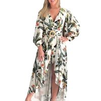 Women's Regular Dress Elegant Simple Style V Neck Printing Long Sleeve Ditsy Floral Midi Dress Casual main image 4
