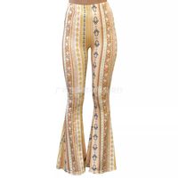 Women's Holiday Party Beach Vintage Style Argyle Elephant Full Length Printing Casual Pants Flared Pants main image 3