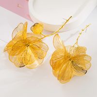 1 Paar Elegant Ferien Glänzend Blütenblatt Überzug Legierung Vergoldet Versilbert Tropfenohrringe main image 4