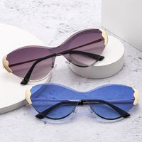 Modern Style Color Block Pc Special-Shaped Mirror Frameless Women's Sunglasses main image 5