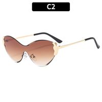Modern Style Color Block Pc Special-Shaped Mirror Frameless Women's Sunglasses sku image 2