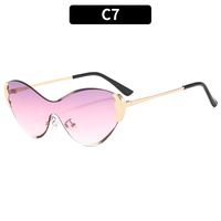 Modern Style Color Block Pc Special-Shaped Mirror Frameless Women's Sunglasses sku image 7