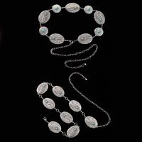 Casual Retro Bohemian Oval Feather Flower Alloy Inlay Turquoise Women's Chain Belts main image 11