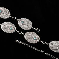 Casual Retro Bohemian Oval Feather Flower Alloy Inlay Turquoise Women's Chain Belts main image 7