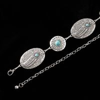 Casual Retro Bohemian Oval Feather Flower Alloy Inlay Turquoise Women's Chain Belts main image 9