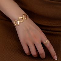 Glam Retro Commute Solid Color 14K Gold Plated Alloy Wholesale Rings Bracelets Jewelry Set main image 1