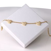 Elegant Shiny Heart Shape 304 Stainless Steel Copper Inlay Zircon 18K Gold Plated Women's Anklet main image 4