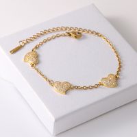 Elegant Shiny Heart Shape 304 Stainless Steel Copper Inlay Zircon 18K Gold Plated Women's Anklet sku image 1