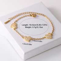 Elegant Shiny Heart Shape 304 Stainless Steel Copper Inlay Zircon 18K Gold Plated Women's Anklet main image 2