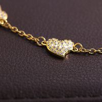 Elegant Shiny Heart Shape 304 Stainless Steel Copper Inlay Zircon 18K Gold Plated Women's Anklet main image 5