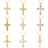 Wholesale Simple Style Cross Copper Plating Inlay Zircon Pendant Necklace main image 1