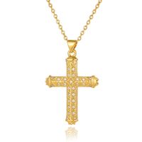 Wholesale Simple Style Cross Copper Plating Inlay Zircon Pendant Necklace main image 5