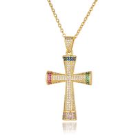 Wholesale Simple Style Cross Copper Plating Inlay Zircon Pendant Necklace main image 6