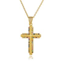 Wholesale Simple Style Cross Copper Plating Inlay Zircon Pendant Necklace main image 7