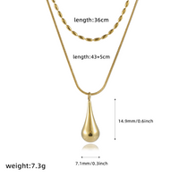 304 Stainless Steel 18K Gold Plated Basic Modern Style Classic Style Plating Geometric Water Droplets Solid Color Pendant Necklace main image 2
