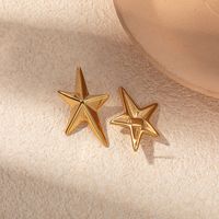 1 Pair Classic Style Streetwear Pentagram Plating 304 Stainless Steel Gold Plated Ear Studs main image 3