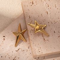 1 Pair Classic Style Streetwear Pentagram Plating 304 Stainless Steel Gold Plated Ear Studs main image 5