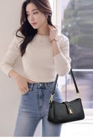 Women's Pu Leather Solid Color Classic Style Sewing Thread Zipper Shoulder Bag main image 7