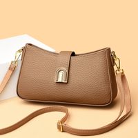 Women's Pu Leather Solid Color Classic Style Sewing Thread Zipper Shoulder Bag main image 1