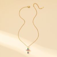 Wholesale Simple Style Cross Copper Inlay Zircon Pendant Necklace sku image 4