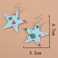1 Pair Cute Vacation Sweet Pentagram Leaves Printing Imitation Leather Copper Drop Earrings main image 2