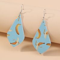 1 Pair Cute Vacation Sweet Pentagram Leaves Printing Imitation Leather Copper Drop Earrings sku image 6