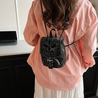 Women's Medium Pu Leather Solid Color Classic Style Sewing Thread Square Zipper Fashion Backpack main image 5