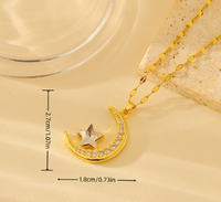 Wholesale Elegant Lady Streetwear Star Moon Copper Inlay Zircon Pendant Necklace main image 2
