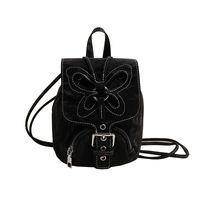 Women's Medium Pu Leather Solid Color Classic Style Sewing Thread Square Zipper Fashion Backpack sku image 3