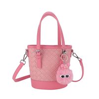Women's Medium Pu Leather Solid Color Lingge Vintage Style Classic Style Sewing Thread Zipper Bucket Bag sku image 2
