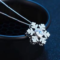 1 Piece Diameter 20mm Copper Zircon Snowflake Polished Pendant main image 3