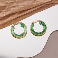 1 Pair Retro Exaggerated Circle Round Plating 304 Stainless Steel Arylic Resin 18K Gold Plated Hoop Earrings main image 5