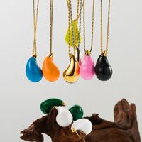 304 Stainless Steel 18K Gold Plated IG Style Vintage Style Enamel Water Droplets Earrings Necklace main image 1